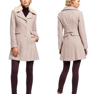 Jessica Simpson tweed coat with faux fur collar